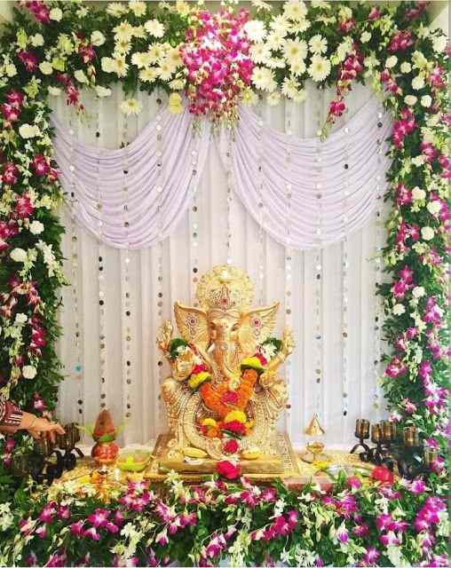 flower ganpati decoration